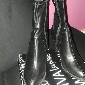 Ladies black leather boots